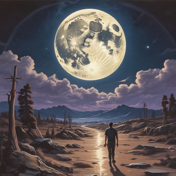 Moonlit Landscape Art Print - Picture 1 of 1